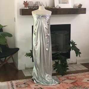 Halston Heritage Silver Jersey Dress Gown Maxi, 14